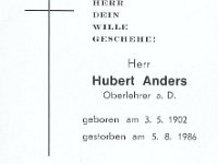 Anders Hubert 03.05.1902-05.08.1986
