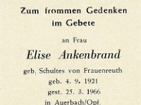 Ankenbrand Elise geb Schultes 04.09.1921 - 25.03.1966
