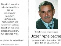 Apfelbacher Josef 23.09.1940 - 25.06.2015