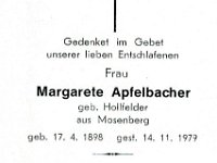 Apfelbacher Margarete geb Hollfelder 17.04.1898 - 14.11.1979