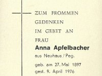Apfelbacher Anna 27.05.1897-09.04.1976