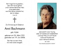 Bachmann Anni geb Kipfer 24.03.1931 - 19.06.2006