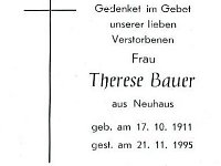 Bauer Therese - 17.10.1911 - 21.11.1995 SB