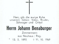 Benaburger Johann 13.05.1895-11.10.1969
