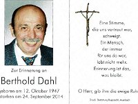 Berthold Dahl 12.10.1947 - 24.09.2014