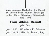 Brandl Albine geb Glasl 15.12.1915-28.07.1976