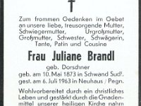 Brandl Juliane geb Dorschner 10.05.1873-06.07.1963