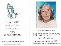 Brehm Margareta geb. Pleschinger 14.08.1934 - 02.12.2014