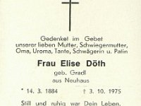 D�th Elise geb Gradl 14.03.1884-03.10.1975