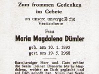 D�mler Maria Magdalena 10.01.1895-19.05.1968