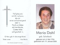 Dahl Maria geb Scheibeck 04.05.1926-19.01.2008