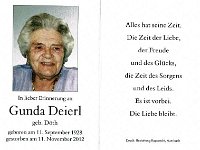 Deierl Gunda geb. D�th 11.09.1928 - 11.11.2012