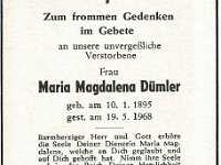 Duemler Maria Magdalena 10.01.1895 - 19.05.1968