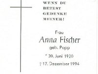 Fischer Anna geb. Popp 20.06.1920 - 17.12.1994 SB