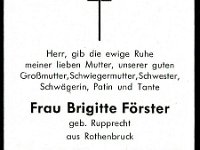 Foerster Brigitte geb Rupprecht 10.11.1886 - 15.11.1969