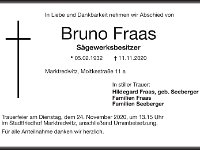 Fraas Bruno 05.02.1932 - 11.11.2020 TA  S�gewerksbesitzer - Rauhenstein