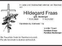 Fraas Hildegard geb Seeberger 15.01.1929 - 14.01.2021 TA  S�gewerksbesitzer - Rauhenstein