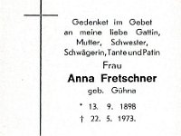 Fretschner Anna geb Guehna 13.09.1898 - 22.05.1973