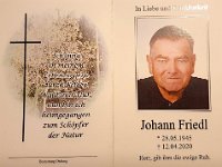 Friedl Johann 28.05.1945-12.04.2020