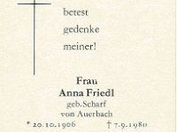 Friedl Anna geb. Scharf 20.10.1906 - 07.09.1980 SB