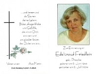 Friedlein Edeltraud geb. Prosche 06.06.1944-06.07.2004 SB