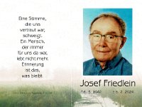 Friedlein Josef 06.03.1942-06.02.2024 SB