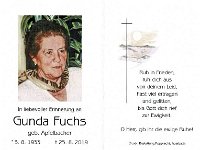 Fuchs Gunda geb. Apfelbacher 03.08.1933 - 25.08.2019