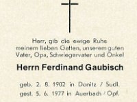 Gaubisch Ferdinand 02.08.1902 - 05.06.1977 SB