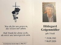 Geigenm�ller Hildegard geb. Friedl 19.08.1943-06.07.2020