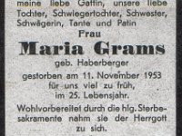 Grams Maria geb Haberberger 1928-11.11.1953