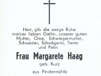 Haag Margarete geb Kurz 27.10.1897-16.05.1969