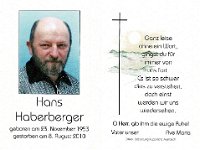 Haberberger Hans 23.11.1953 - 08.08.2010