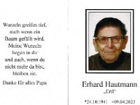 Hautmann Erhard 24.10.1941-09.04.2023 SB