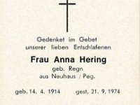 Hering Anna geb. Regn - 14.04.1914 - 21.09.1974 SB