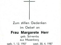 Herr Margarete geb. Schrembs 01.12.1907 - 30.04.1987 SB