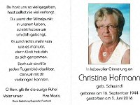 Hofmann Christine geb. Schwindl 16.09.1944 - 03.06.2016
