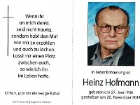 Hofmann Heinz 27.06.1936 - 20.11.2014