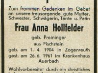 Hollfelder Anna geb Preiniger 01.04.1904-26.06.1961