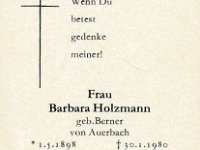 Holzmann Barbara geb. Berner 01.05.1898 - 30.01.1980 SB