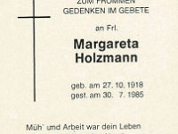 Holzmann Margareta - 27.10.1918 - 30.07.1985 SB