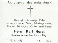 Horst Karl 15.01.1893-06.01.1976