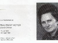 Hoyer Emmy geb Winter 07.07.1921-27.04.1981  Meine Tante