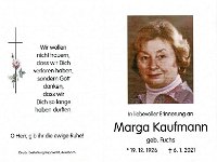 Kaufmann Marga geb Fuchs 19.12.1926 - 06.01.2021 SB