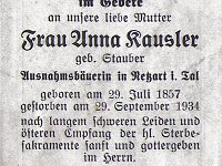 Kausler Anna geb Stauber 29.07.1857-29.09.1934