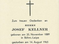 Kellner Josef 25.11.1889 - 14.08.1965