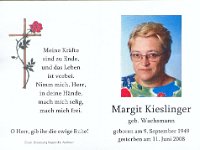 Kieslinger Margit geb Wachsmann 09.09.1949-11.06.2008