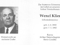 Klier Wenzl 04.08.1903-07.05.1985