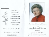 Klinner Magdalena geb Herr 10.04.1932-13.09.2003