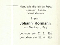 Kormann Johann 22.02.1906-26.06.1975