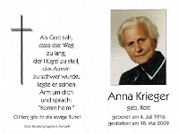 Krieger Anna geb. Rott - 04.07.1916 - 18.05.2009 SB